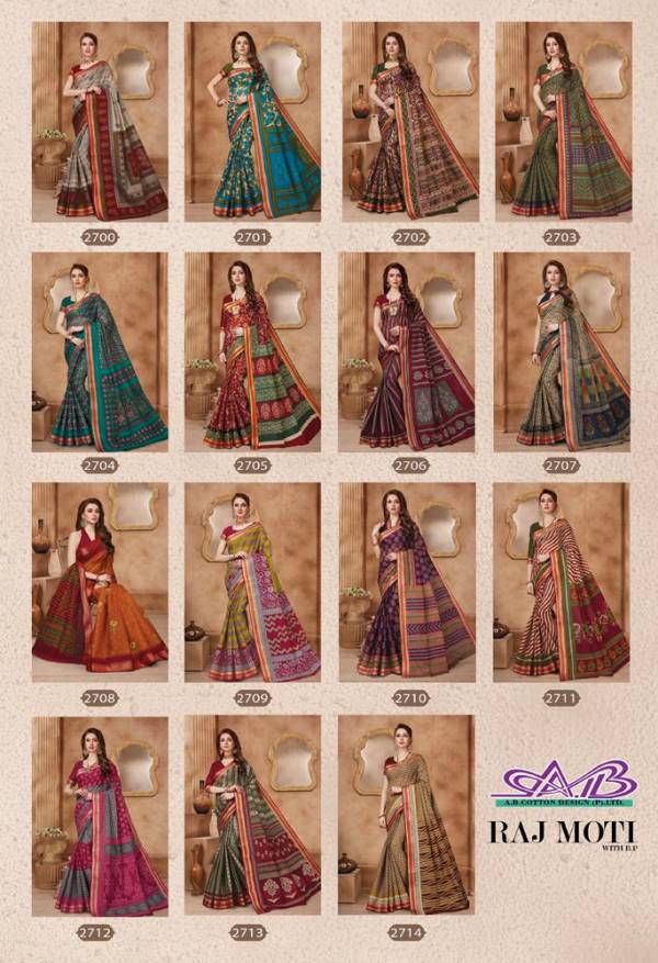 AB Rajmoti Pure Cotton Printed Saree Collection